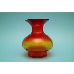 Vintage Blenko Regal Bowl Ruby Red Compote Applied Clear Handles Base